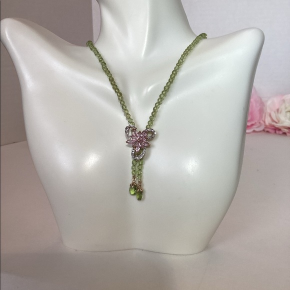 14k PERIDOT AND PINK SAPPHIRE NECKLACE